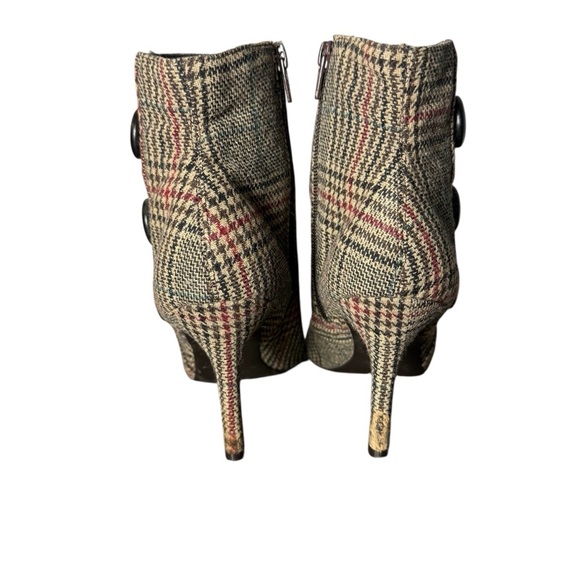 Diba Steampunk Ankle Boots Womens 8.5 Tartan Plaid Victorian Button Stiletto - Picture 5 of 9